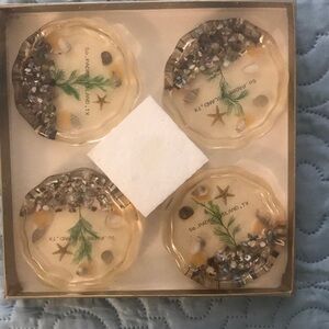 Vintage Texas So. South Padre Island Coasters Resin Shells Starfish Hand…